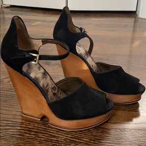 Sam Edelman Black Suede Wedges